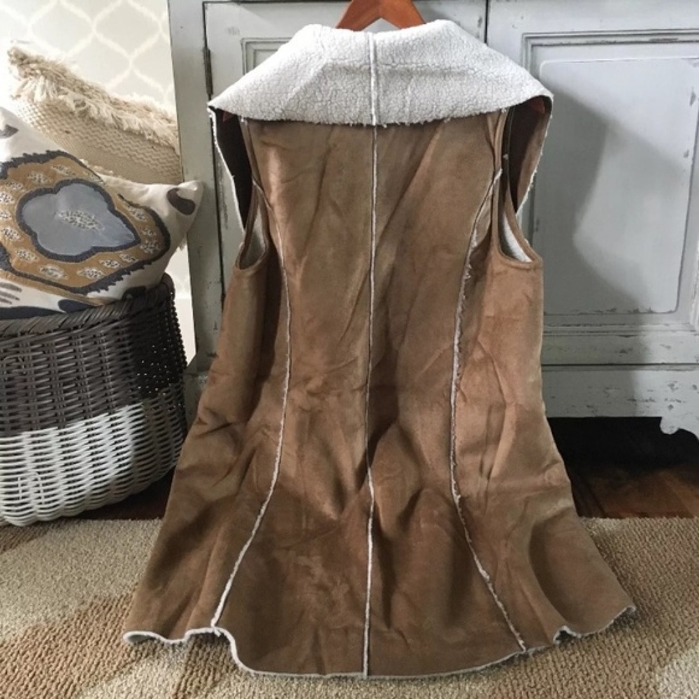 SOLD OUT!  Sherpa Vegan Suede Vest Coat - Picture 6 of 6